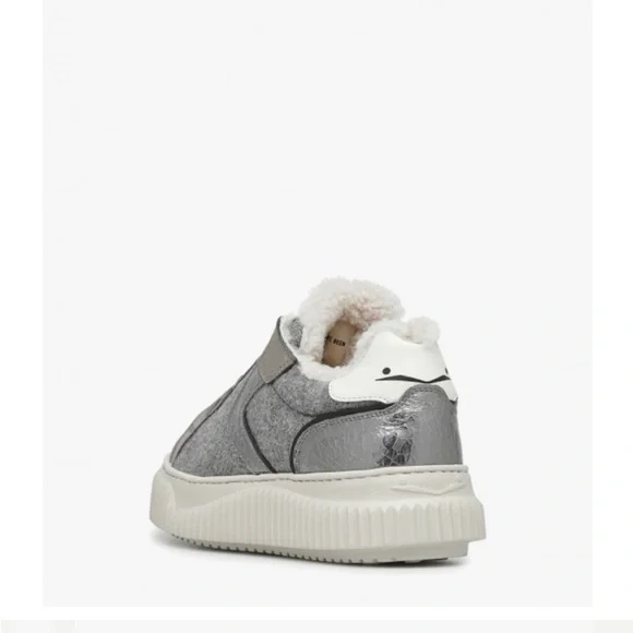 NWT VOILE BLANCHE LIPARI Charcoal Grey Fur Suede and Felt Sneakers - Picture 5 of 16